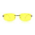 thumbnail image 3 of Rimless Rounded Rectangle Hustler Fashion Metal Frame Sunglasses Gold - Yellow, 3 of 7