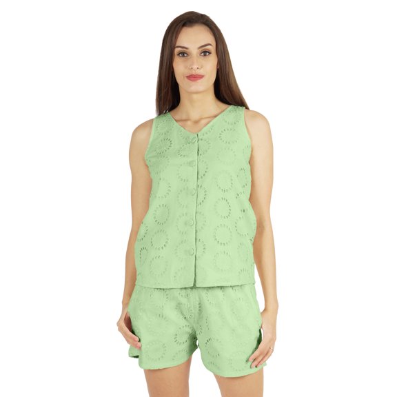 Bimba Womens Solid Sleepwear Set 2 Pcs Short & Top Casual Nightwear Loose Fit Loungewear