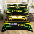 thumbnail image 2 of Manfei Fast Car 3pcs Duvet Cover King for Kids Teens Female Men,Yellow Green Ultra Soft Bedding King Size,Car Theme Microfiber Comforter Cover King,Microfiber Geometric Room Decorative(No Comforter), 2 of 6