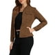thumbnail image 4 of Chaqueta de mezclilla para mujer INSPIRE CHIC con cuello alto, mangas largas, bolsillos con solapa, chaqueta de jean marrón XL, 4 of 6