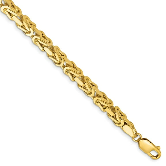 Real 14kt Yellow Gold 5.25mm Byzantine Chain Chain Bracelet; 8 inch; Lobster Clasp; for Adults and Teens; for Women and Men
