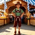 thumbnail image 7 of PLHWHYQ 3 Pcs Boys Oktoberfest Bavarian Set, Short Sleeve Shirt, Suspender Lederhosen Pants & Hat, Kids German Festival Outfit for Themed Party Green-1 1-3 Years, 7 of 7