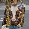 thumbnail image 2 of Farm Cows Womens Oversized Sweatshirts Hoodies Crewneck Casual Tops Comfy FallWinter Clothes 2024, 2 of 7