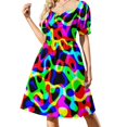 thumbnail image 1 of Vestido Neuro Neon de manga corta vestidos cortos vestido de noche atrevido mujer vestidos de playa, 1 of 7