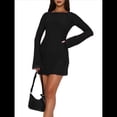 thumbnail image 3 of Vestido Mini de Larga para Mujer, Cuello , , Mangas Acampanadas, Espalda Anudada, Transparente, Sin Espalda, Ajustado, Y2K, Corto Negro S, 3 of 10