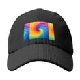 thumbnail image 4 of Baseball Cap Bent Eaves Design 6 Piece Cap Body Breathable Not Hot Plastic Cap Drag For Daily Travel Vacation Darkorchid Tie Dye Background Rainbow Colors (2) Black, 4 of 8