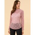 thumbnail image 3 of Blusa Floral Cuello Volantes Encaje Ganchillo Rosa T S, 3 of 6