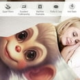 thumbnail image 3 of COMIO Monkey Blanket - Soft, Fuzzy &amp; Warm - Blanket for Couch, Sofa - White Cute Throw Gifts for Girls, Boys, 3 of 6