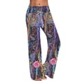 thumbnail image 3 of Qertyioot Wide Leg Pants for Women,Ladies Summer Printings Drawstring gings, 3 of 5