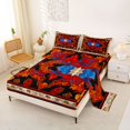 thumbnail image 2 of Erosebridal Hippie Mandala Full Size Sheets, Bohemian Floral Bed Sheets, Red Black, 4pcs 1 Flat Sheet, 1 Fitted Sheet and 2 Pillowcases, 2 of 5