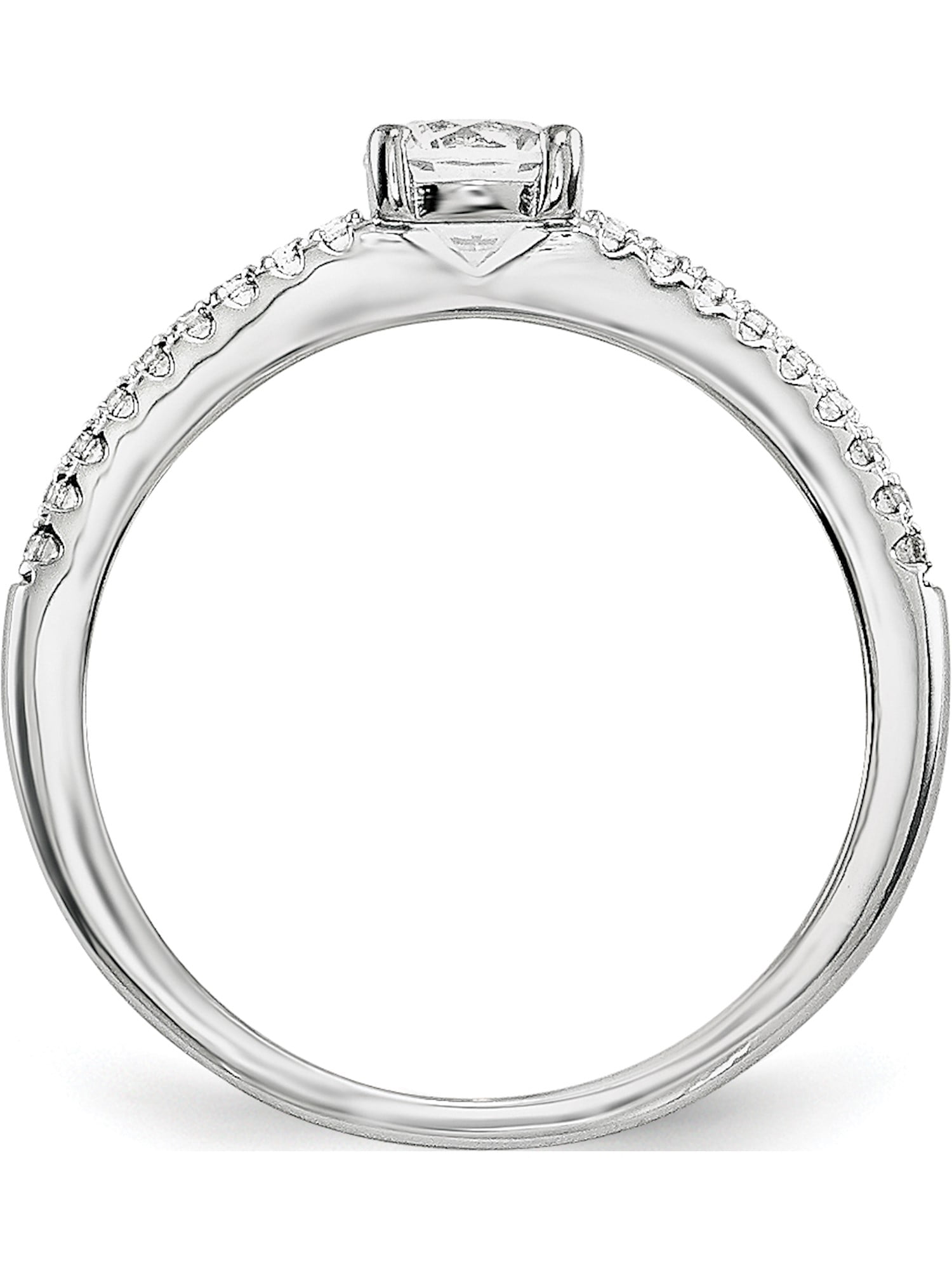 Sterling Silver and CZ Brilliant Embers Rhodium 2-piece Wedding Set Size 8