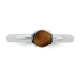 thumbnail image 4 of 925 Sterling Silver Stackable Expressions Tigers Eye Rhodium-plated Ring Size: 5; for Adults and Teens; for Women and Men, 4 of 5