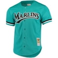 thumbnail image 2 of Men's Mitchell & Ness Andre Dawson Teal Florida Marlins Cooperstown Collection Mesh Batting Practice Button-Up Jersey, 2 of 4