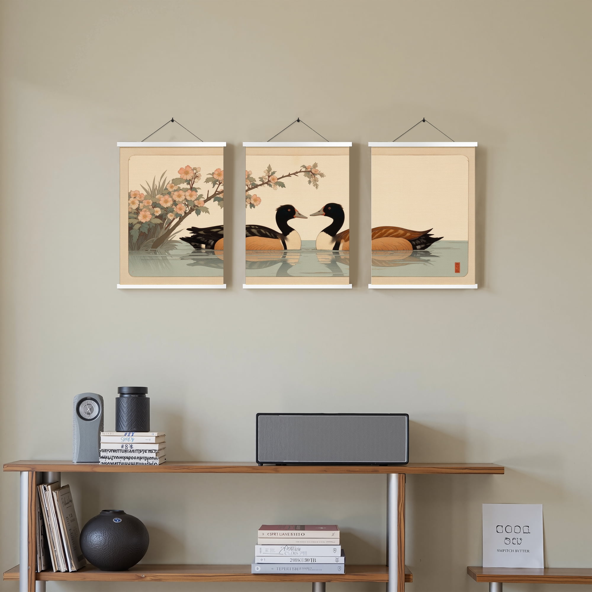 MAYEERTY Modern Abstract Wall Art Painting, Living Room Decor, White Hanging Rod Frame, 15.7"x11.8"