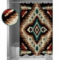 thumbnail image 3 of Brown Teal Red Boho Shower Curtains for Bathroom Waterproof Fabric Bath Curtains Decor Bath Tub Curtain Southwestern Vintage Geometric Art Decorative Shower Curtain Sets with 12 Hooks, 72x72 Inch, 3 of 6