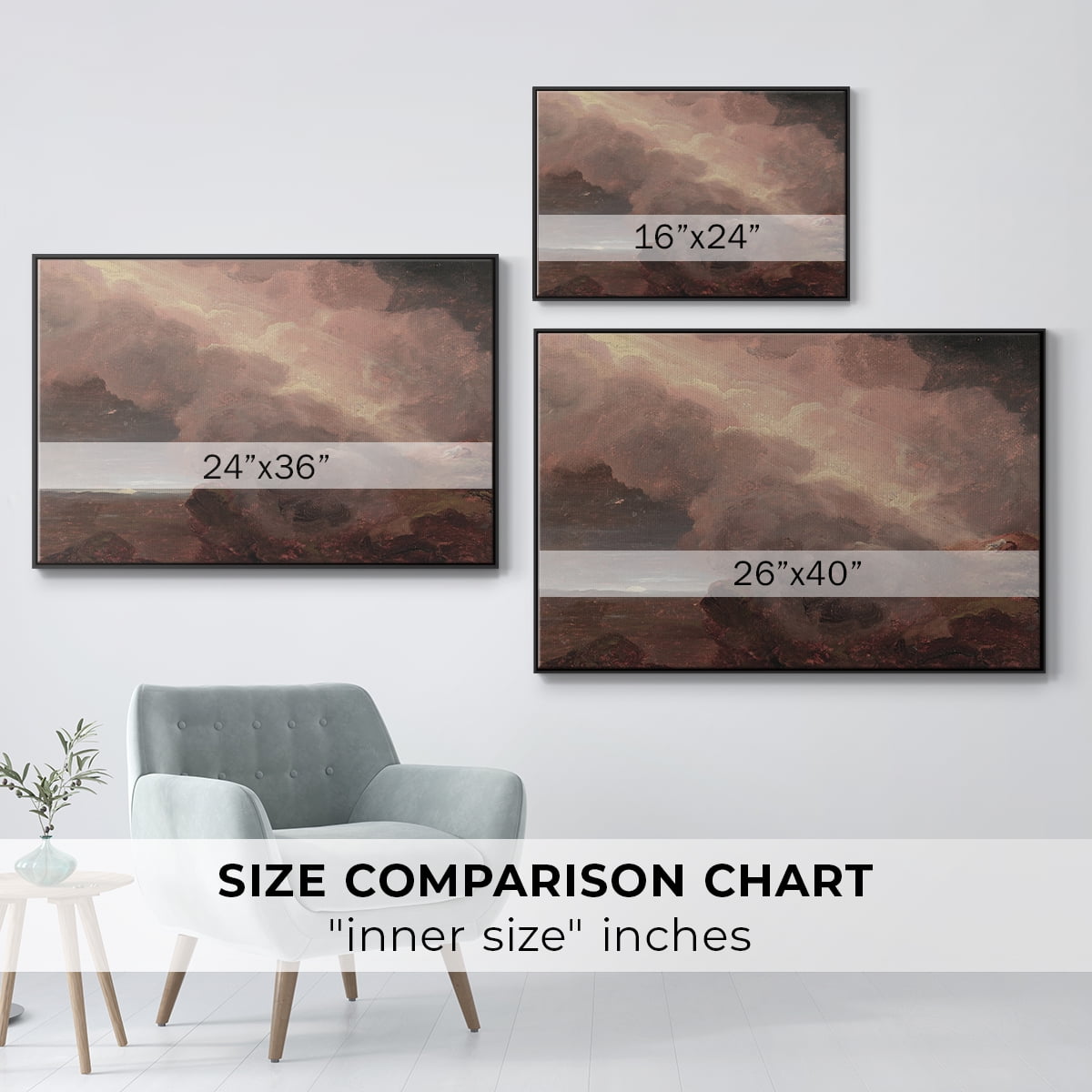 Vintage Landscape-CCCLXX By Wexford Home Framed in Black Wood Gallery Wrapped Canvas 27 in. x 41 in.