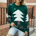 thumbnail image 2 of Fgnfyis Chandails pour Femmes Chandail Arbre de Noël Chandail Jacquard avec Cerf Chandail de Noël Chandail de Noël Chandails de Noël pour Femmes Vert G, 2 of 7