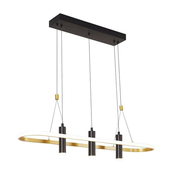 Dining Room Chandeliers Javeriah 4 - Light Black/Gold Dimmable LED Pendant Light[No Bulb],Dining Table Lights
