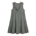 thumbnail image 3 of Ygbgbb Women's Tiered Linen-Blend Mini Dress, Cowl Neck Sleeveless with Asymmetric Hem, Casual Summer Sundress Gray XXL, 3 of 8