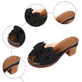 thumbnail image 5 of Rokment Womens Bow Platform High Heels Slip on Dress Sandals for Bride Wedding Summer Bowknot Fish Mouth Open Toe Chunky Block Heels Bridal Dressy Slides Black Size 6, 5 of 7