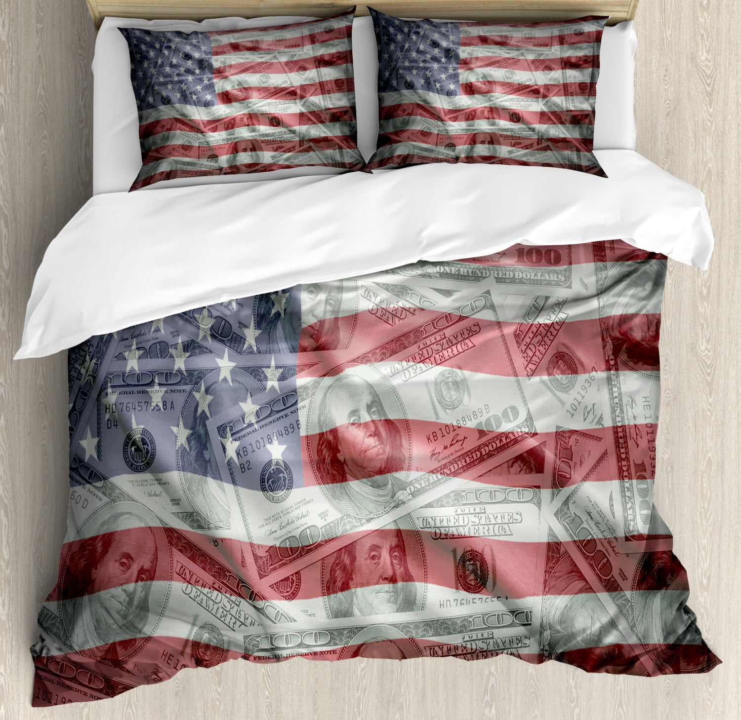 American Flag Decor Queen Size Duvet, King Size Bed Set Finance