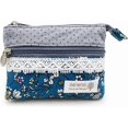 thumbnail image 2 of Women Small Zipper Coin Purse - Handmade Fabric Flower Embroidered Change Pouch - Cotton Double Zipper Wallet, 2 of 4