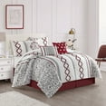 thumbnail image 2 of Nanshing Jamie 7 Piece Geometric Comforter Set, White/Red, King, 2 of 7
