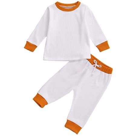

Viworld Toddler Infant Baby Boys Girls Organic Cotton Ribbed Long Sleeve Tops T-Shirt with Pants Outfit Set