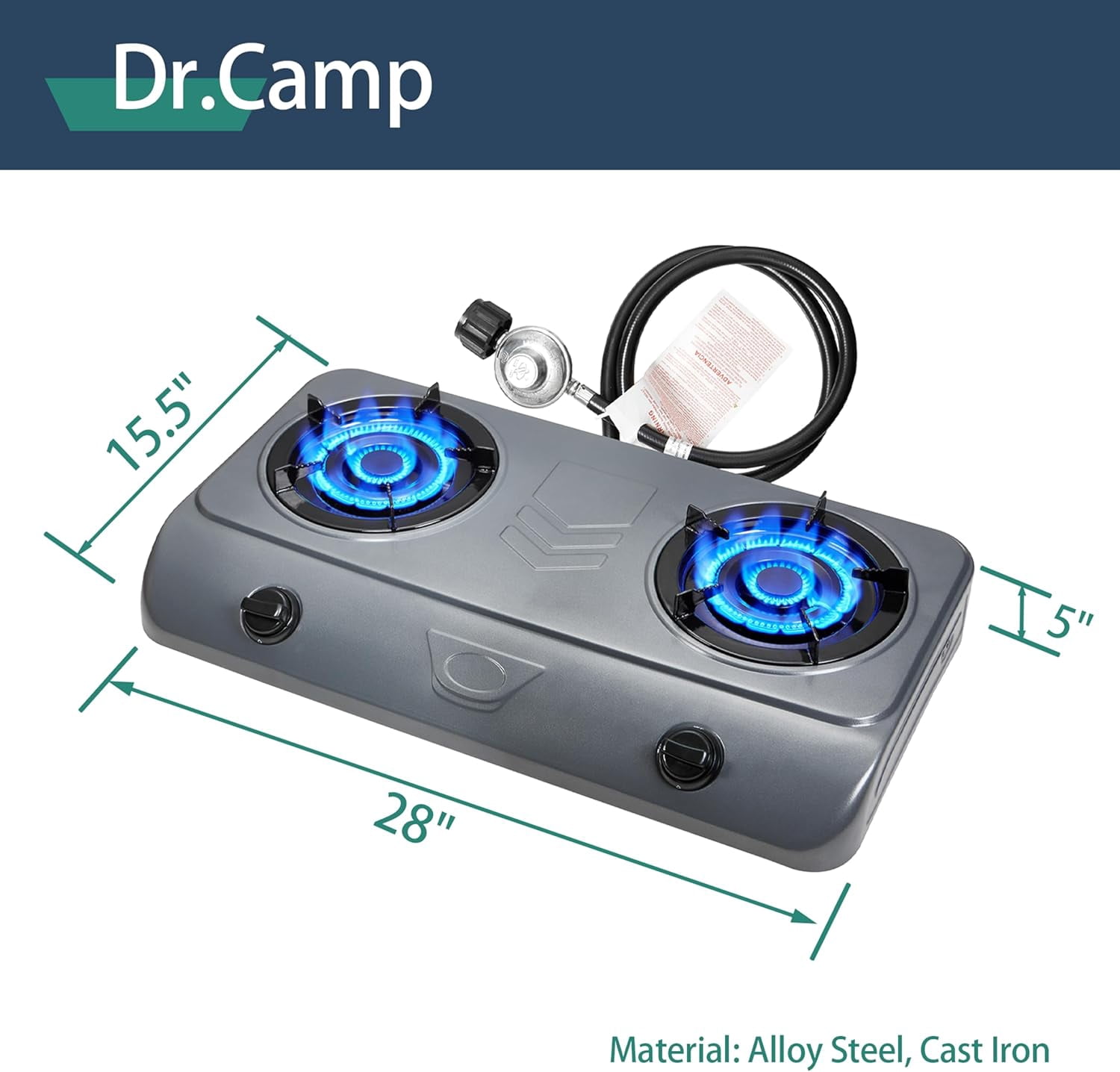 35000 BTU 2 Burner Propane Gas Stove Cooktop Outdoor Camping Stove Portable Double Burner for BBQ Boiling Frying Cooking Estufa de Gas Portátil Fogón de Gas