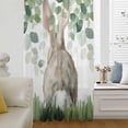thumbnail image 5 of Easter Sheer Curtains 84 Inches Long, Spring Bunny Botanical Eucalyptus Leaves Plants Light Filering Curtains, Breathable Simi Curtain Privacy Drapes for Living Room Bedroom Window Treatment, 5 of 9