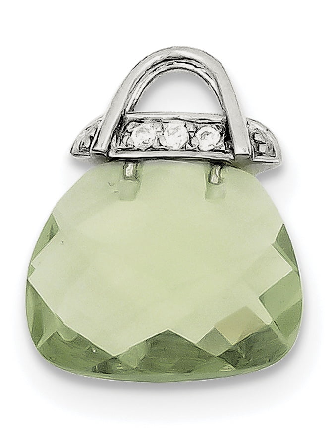 Sterling Silver Jewelry Pendants & Charms 16 mm 21 mm Green CZ Purse Pendant Sterling Silver Jewelry Pendants & Charms 16 mm 21 mm Green CZ Purse Pendant