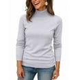 thumbnail image 5 of Womens Turtleneck Sweaters 2025 Knit Long Sleeve Pullover Fitted Trendy Basic Fall Tops Winter Warm Casual Blouse Gray 2XL, 5 of 5