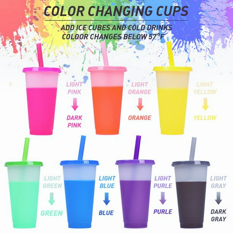 Casewin 10Pcs Color Changing Cups with Lids & Straws - 12 oz Cute Reusable  Plastic Tumblers Bulk |Party Funny Tumbler Ice Cold Drinking Cup for Kids 