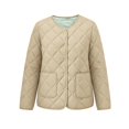 thumbnail image 4 of Short Puffer Jacket Womens Quilted Button Down Collarless Warm Fall Winter Casual Lightweight Windproof Coat with Pockets, 4 of 6