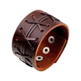 thumbnail image 2 of Guardurnaity Brazalete de cuero para hombre y mujer, joyería decorativa, ajustable, de moda, correa ancha personalizada, regalo de Cuidado del cabello Marrón Guardurnaity CE014748-02, 2 of 5