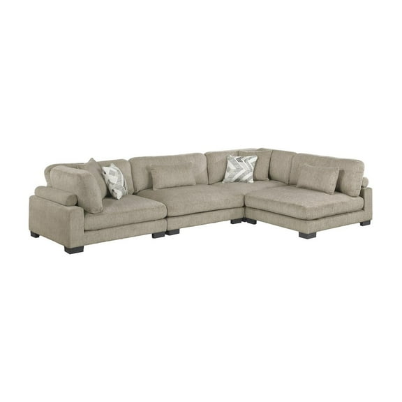 Lexicon Corydon Microfiber 4-Piece Modular Sectional with Ottoman in Brown