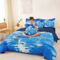 thumbnail image 3 of Manfei Oil Painting Sailboat Bedding Comforter Set for Kids Boys and Girls, Nautical Themed Full Bedding Set, Navy Reversible 7pcs, 3 of 6