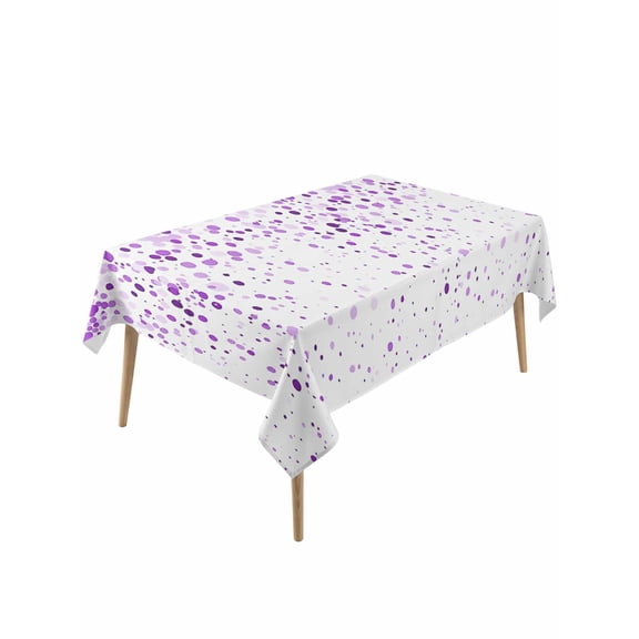 Purple Polka Dot Table Cloth, Abstract Modern Art Dots Watercolor Waterproof Tablecloth for Rectangle Tables, Reusable Washable Fabric Table Cover for Restaurant Kitchen Dining Tables 54"x108"