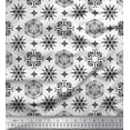 thumbnail image 1 of Soimoi Silk Fabric Snowflake Artistic Print Sewing Fabric Yard 42 Inch Wide, 1 of 1