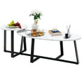 thumbnail image 1 of Costway Moderne Table Basse Ensemble de 2 Faux Marbre Ensemble de Table d'Imbrication pour Salon Bureau, 1 of 10