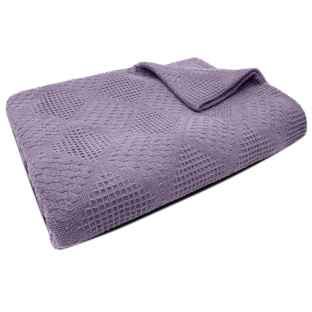Tracy Porter Jacquard Woven Cotton Blanket 350GSM Lavender Full