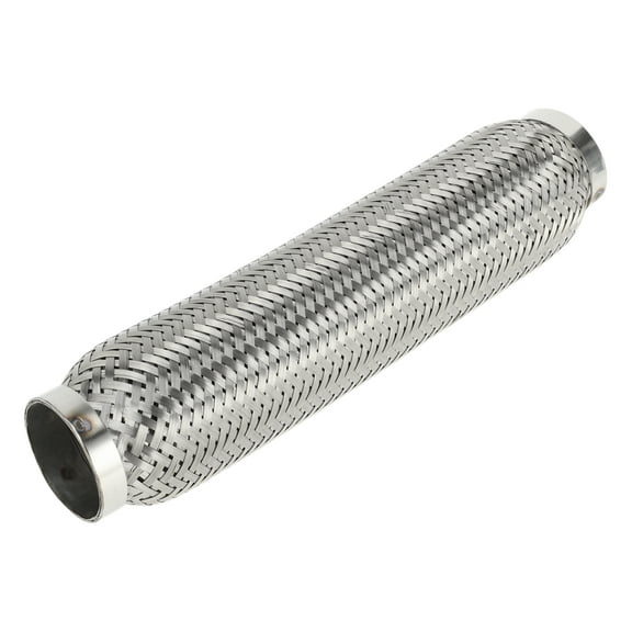 Unique Bargains Car Exhaust Flex Pipe 2.16 Inch OD Flexible Braided Exhaust Tube Universal Flexible Pipe Tubing Silver Tone 1Pcs