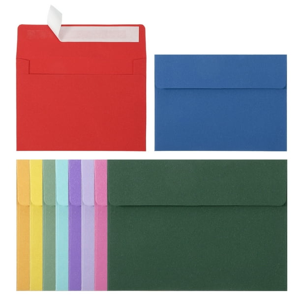 Uxcell 60 paquetes de sobres A2, sobres de invitación multicolores autoadhesivos para tarjetas de boda