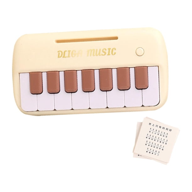 Piano de juguete para bebé, piano musical de bolsillo, juguete musical con sonido, piano electrónico portátil. beige