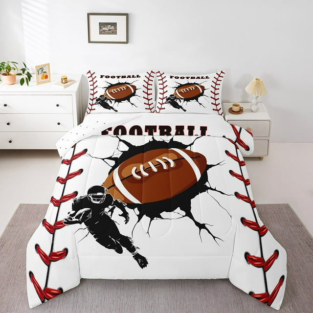 Erosebridal Ensembles de Literie 3D Rugby Double avec Couette, Insert de Couette Joueur de Football, Décor Thème Sports, Réversible