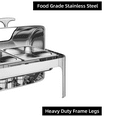 thumbnail image 7 of 9 QT Roll Top Chafing Dish Buffet Set,Food-Grade Stainless Steel Commercial Chafer for Catering,and Weddings,Visible Lid,[2 Half Sized Pans]Included, 7 of 7
