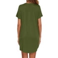 thumbnail image 4 of Fantaslook Long Womens Button Down Shirts Casual Short Sleeve Tops Hight Low Hem V Neck Blouse Summer Nightgown, 4 of 10