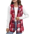 thumbnail image 4 of Nmnitkp Women's Plaid Vest Coat Casual Button Front Sleeveless Blazer Jacket Outerwear Red,S, 4 of 6