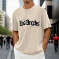 thumbnail image 2 of NOLDARES Men's Graphic Tees Vintage Los Angeles Letter Print Summer Shirt Short Sleeve Casual Crewneck Cotton Fashion T Shirt(Khaki,L), 2 of 4