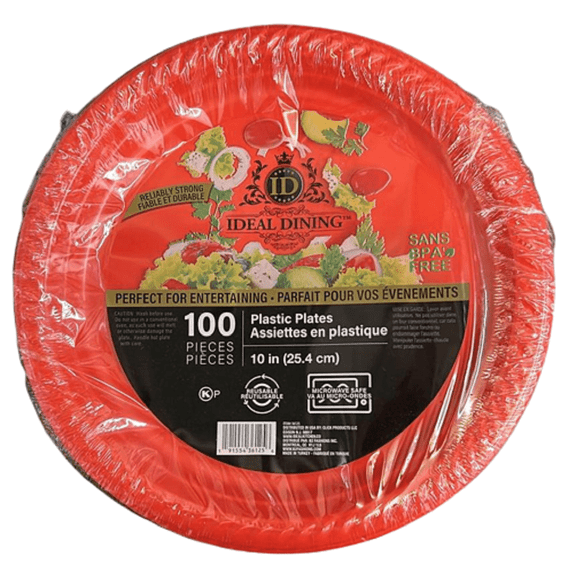 Nicole Fantani's Ideal Dining 10" Disposable Red Plastic plates Good to use in Microwave, Bulk Stock for Resturant, Hotel, Deli & Elegant Parties : 300 Count